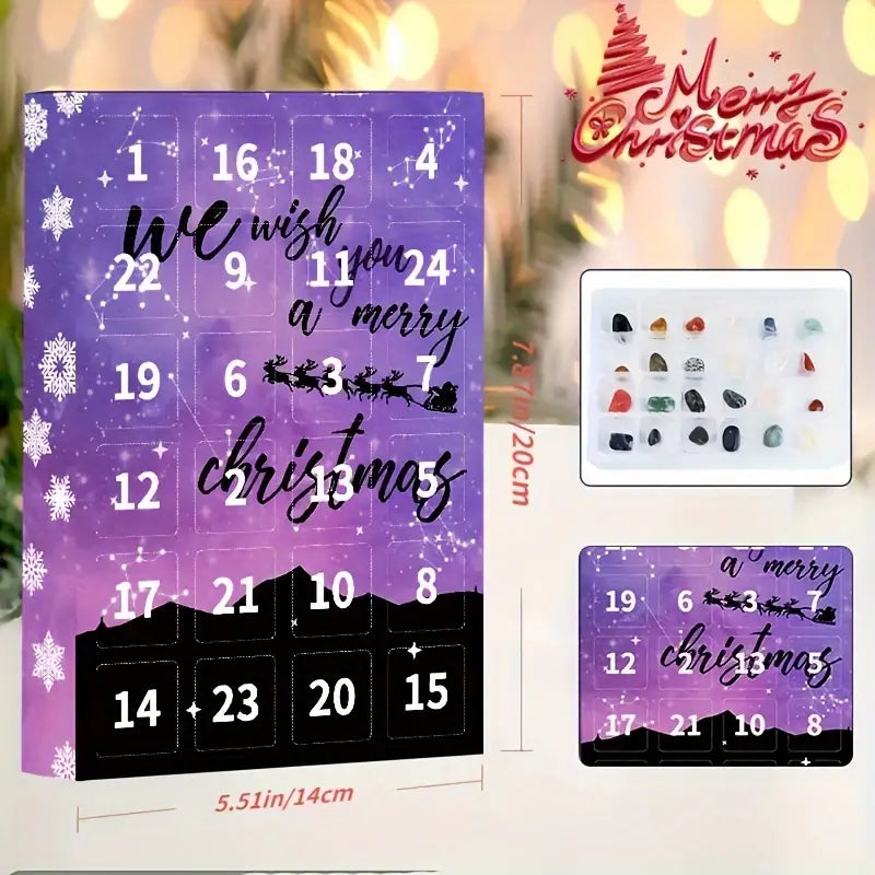 24 Pieces Christmas Calendar Crystal Gemstones Set