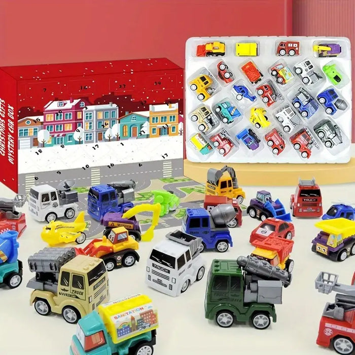 24 Piece Christmas Holiday Countdown Calendar Vehicle Themed Set