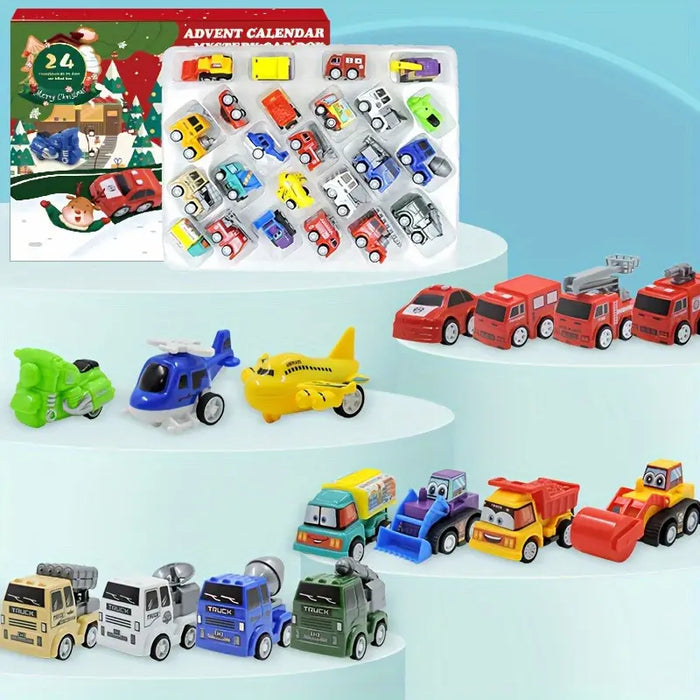 24 Piece Christmas Holiday Countdown Calendar Vehicle Themed Set