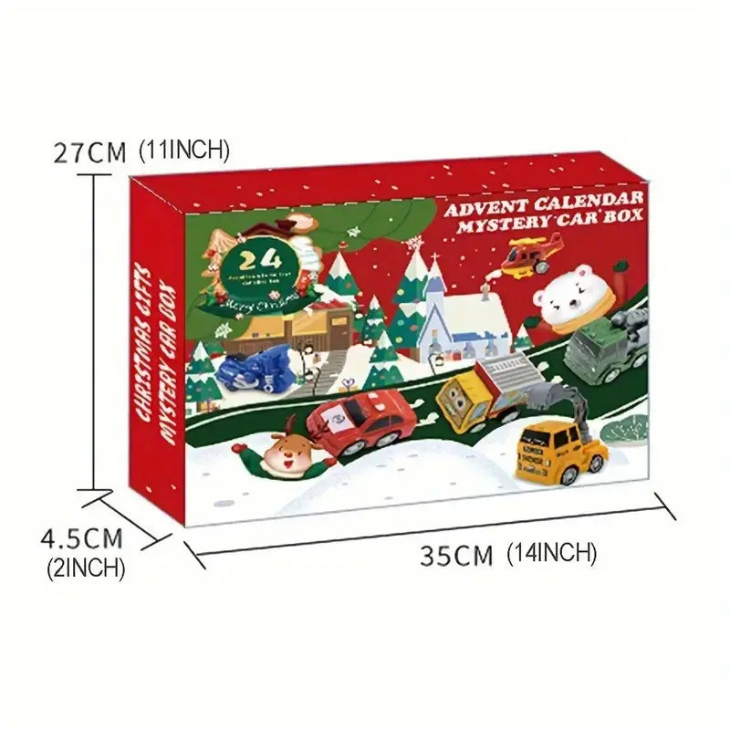 24 Piece Christmas Holiday Countdown Calendar Vehicle Themed Set