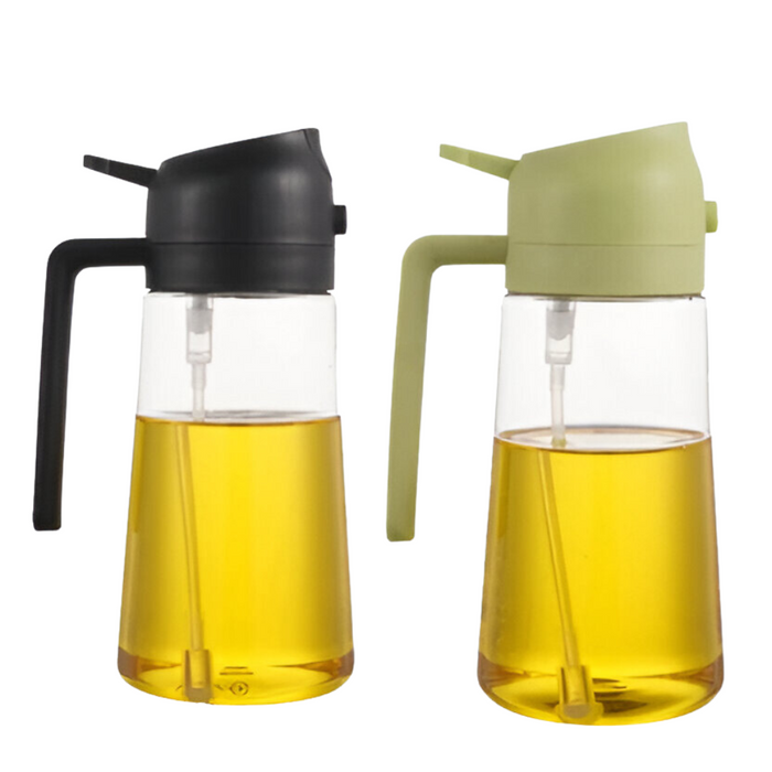 Pair Of Cooking Oil Dispenser Bottles With Controlled Spouts