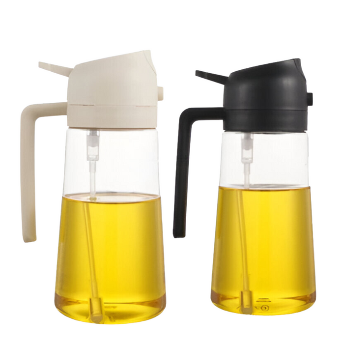 Pair Of Cooking Oil Dispenser Bottles With Controlled Spouts