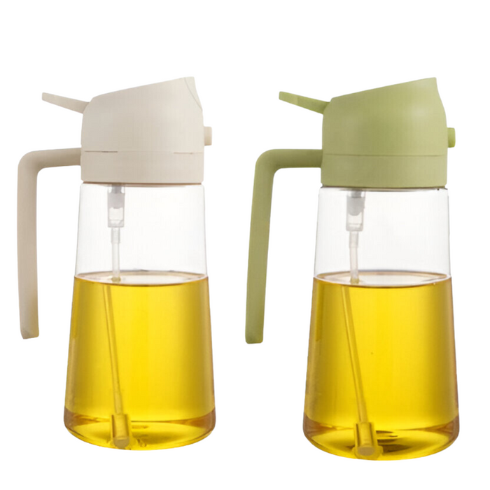 Pair Of Cooking Oil Dispenser Bottles With Controlled Spouts