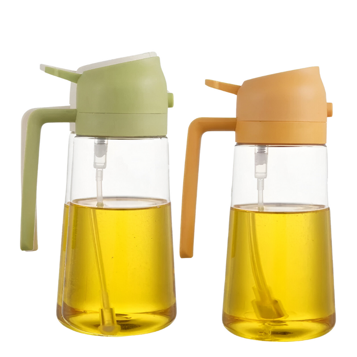 Pair Of Cooking Oil Dispenser Bottles With Controlled Spouts