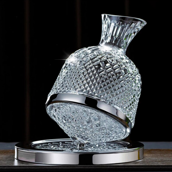 Crystal Beverage Decanter With 360° Rotating Tray