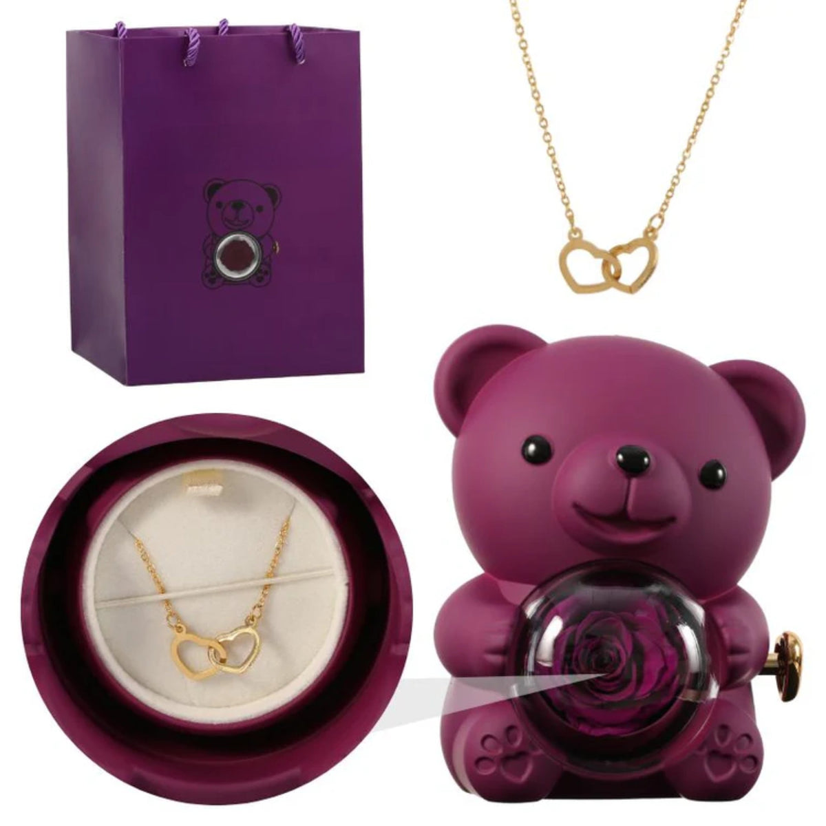 Teddy Themed Customized Jewelry Gift Set With Pendant