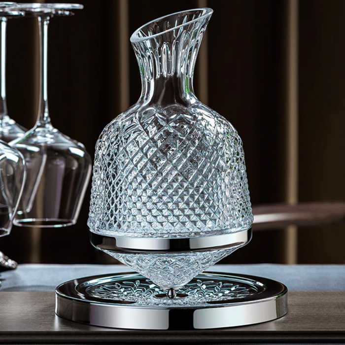 Crystal Beverage Decanter With 360° Rotating Tray