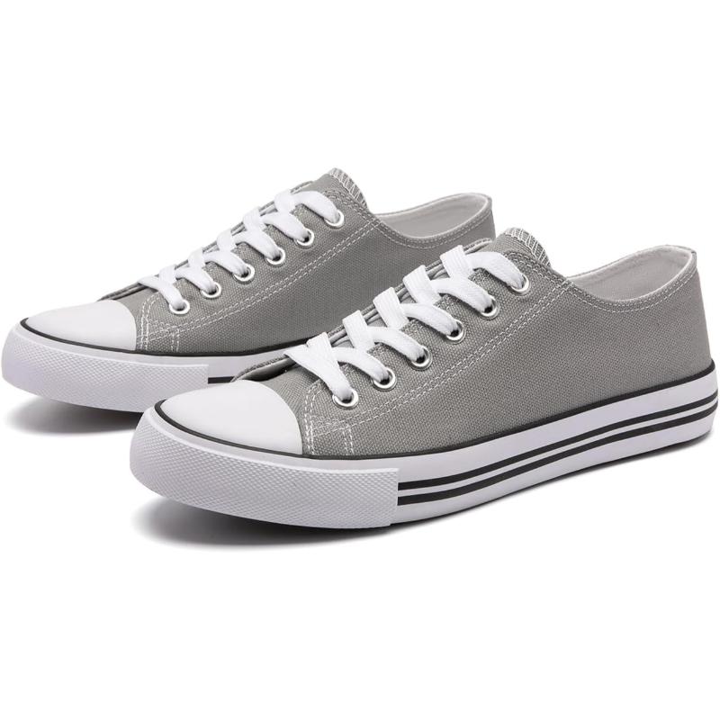 Solid Color Canvas Lace Up Sneakers