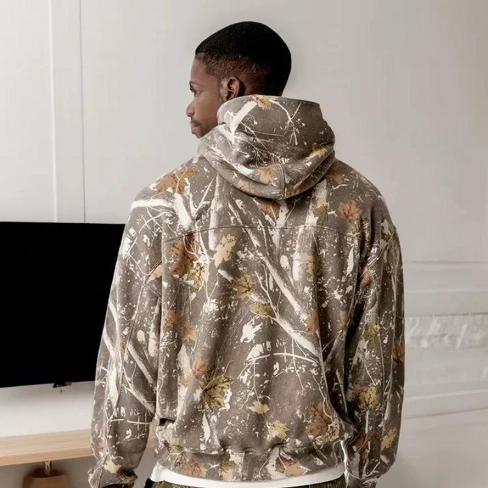 Camouflage Leaf Printed Hoodie