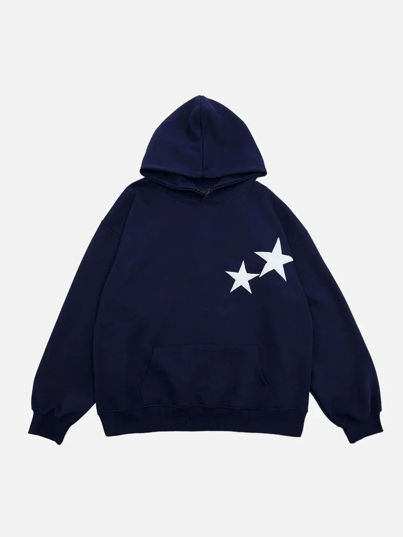 Double Star Print Comfy Hoodie