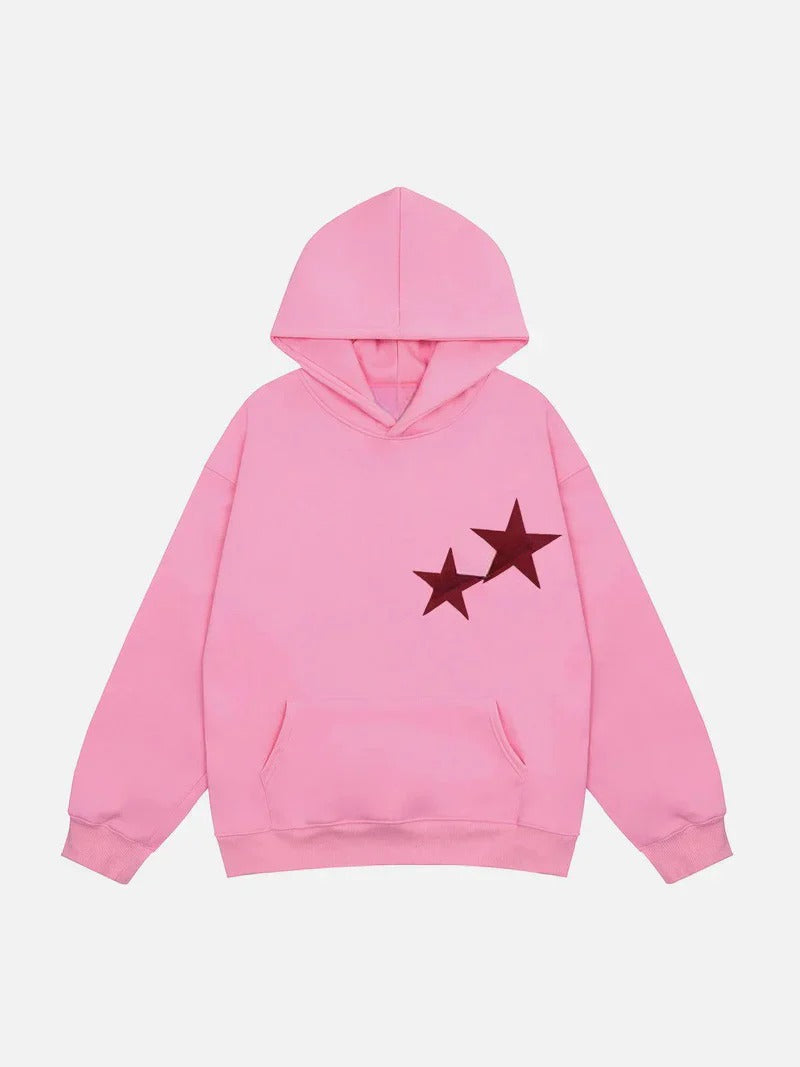 Double Star Print Comfy Hoodie