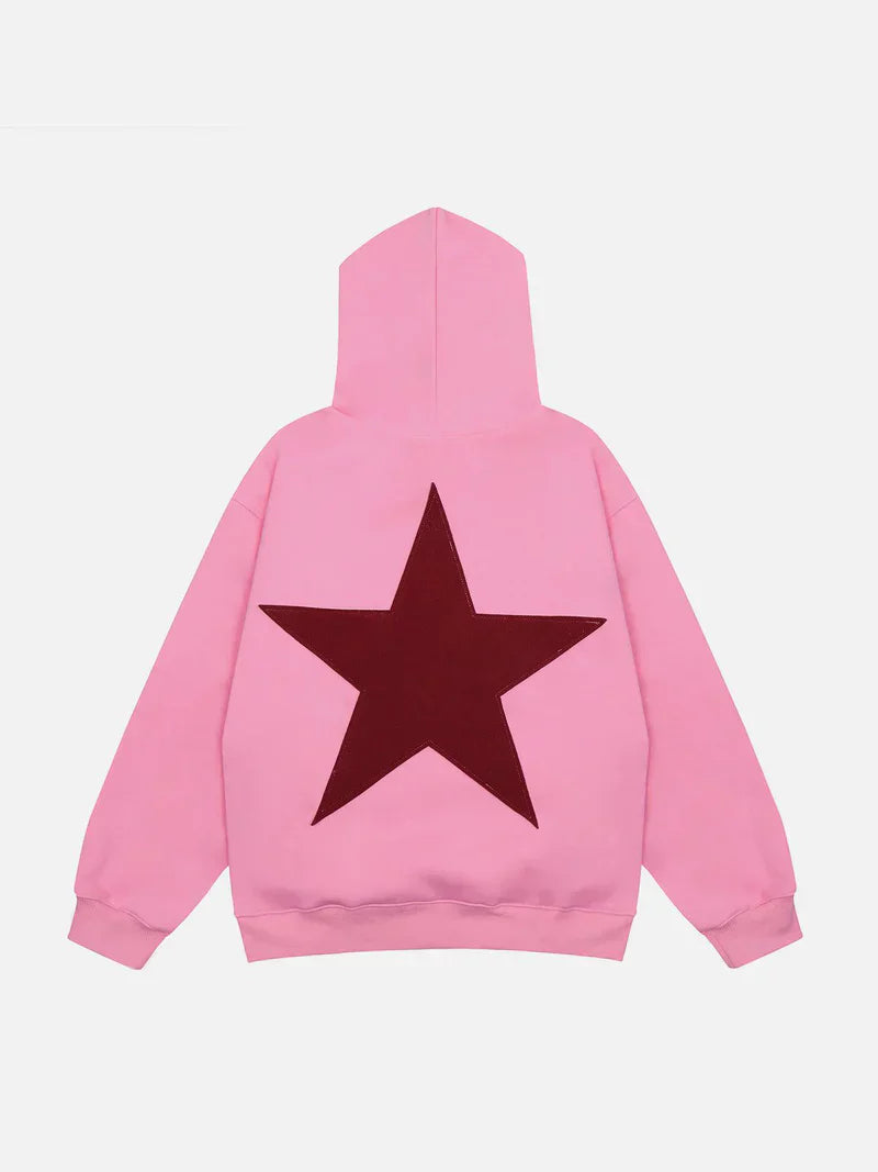 Double Star Print Comfy Hoodie