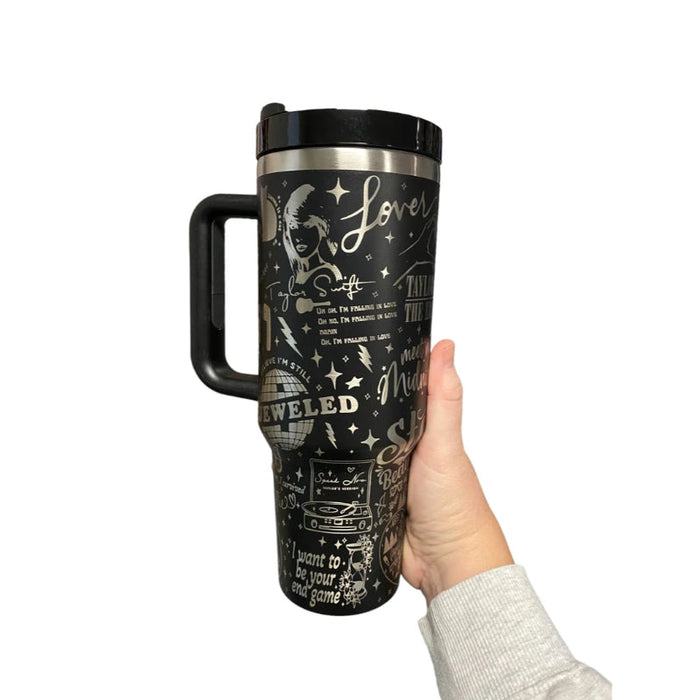 40oz T S Album Themed Engraved Tumbler With Handle