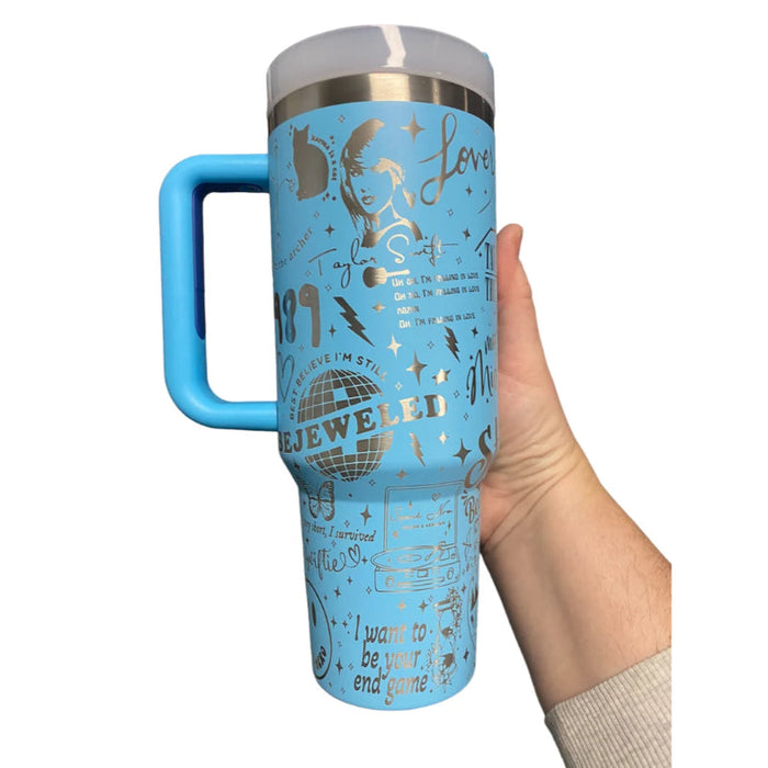 40oz T S Album Themed Engraved Tumbler With Handle