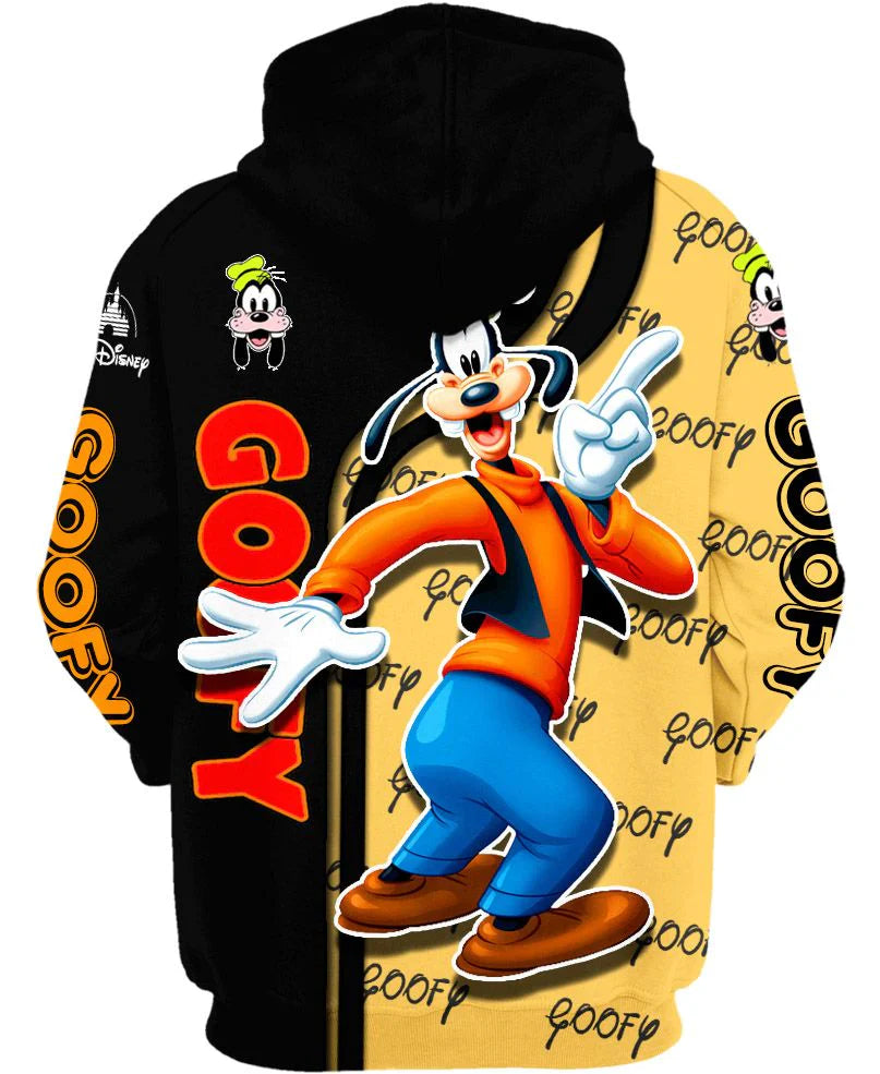 Goofy Character Printed Zip Up Hoodie