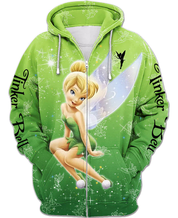 Enchanting Tinker Bell Green Zip Up Hoodie