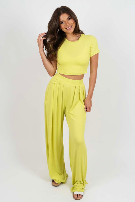 Knit Crop Top And Palazzo Pant Set