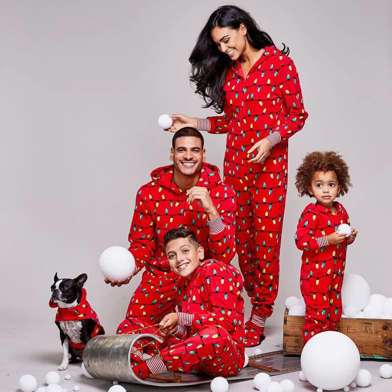 Festive Light Bulbs Family Pajama Jumpsuits