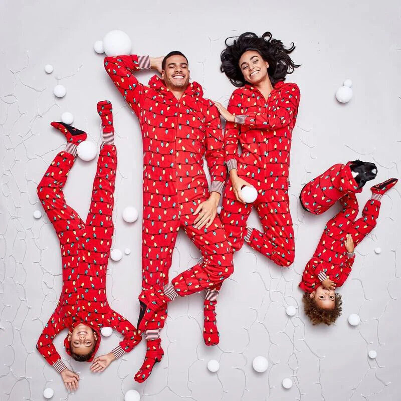 Festive Light Bulbs Family Pajama Jumpsuits