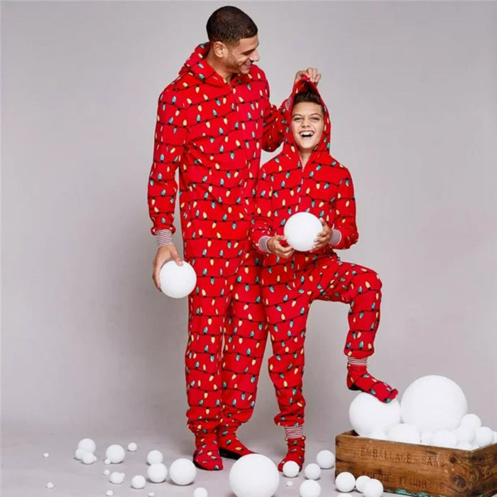 Festive Light Bulbs Family Pajama Jumpsuits