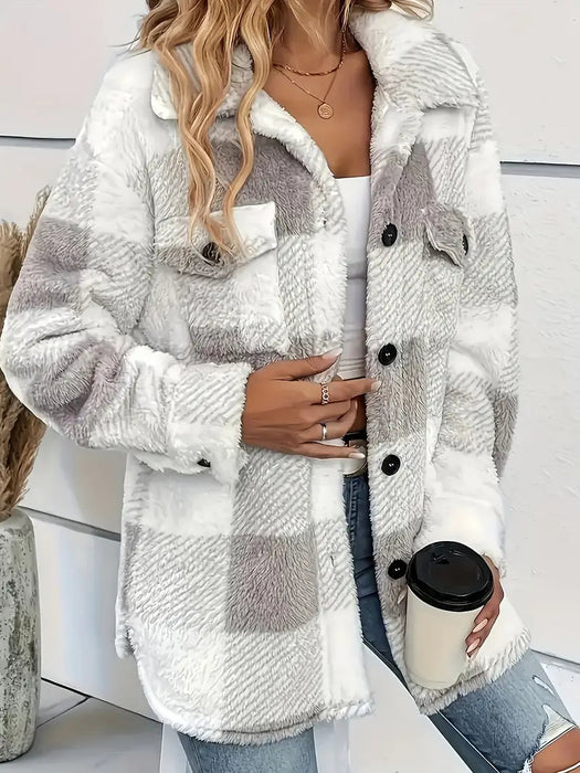 Versatile Plaid Pattern Long Sleeve Jacket