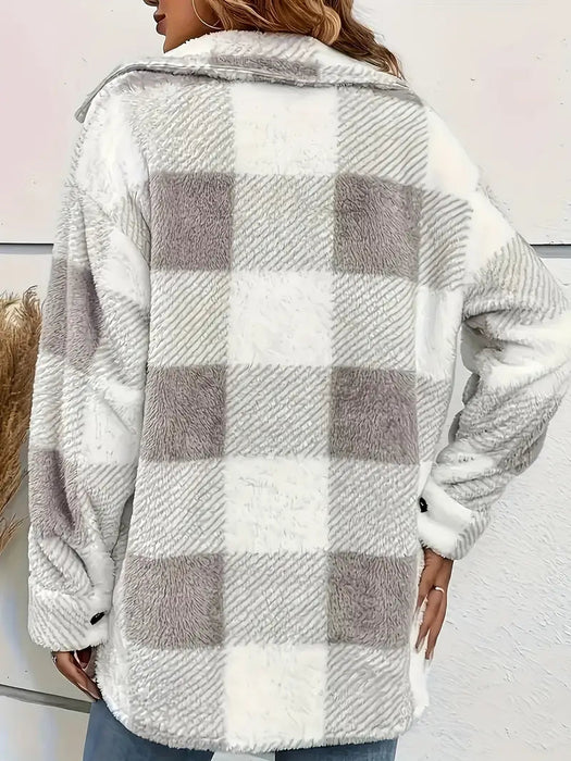 Versatile Plaid Pattern Long Sleeve Jacket