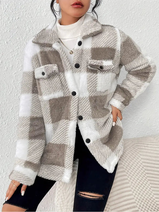 Versatile Plaid Pattern Long Sleeve Jacket