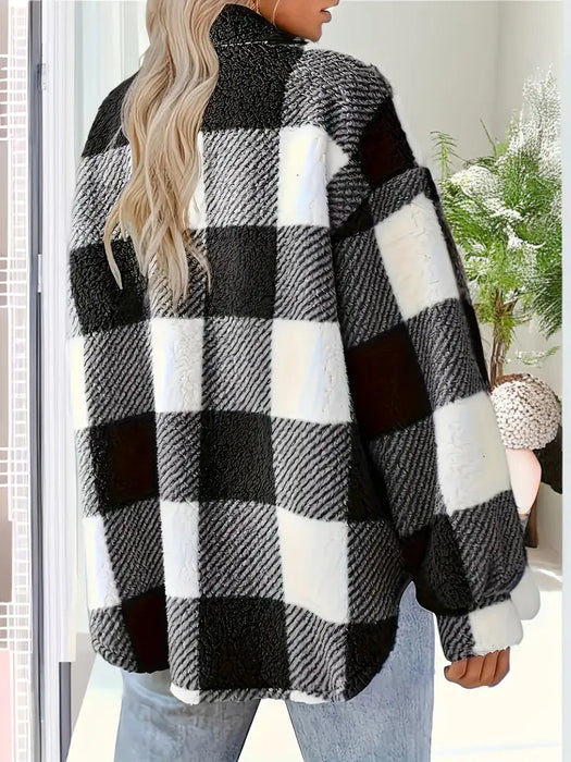 Versatile Plaid Pattern Long Sleeve Jacket