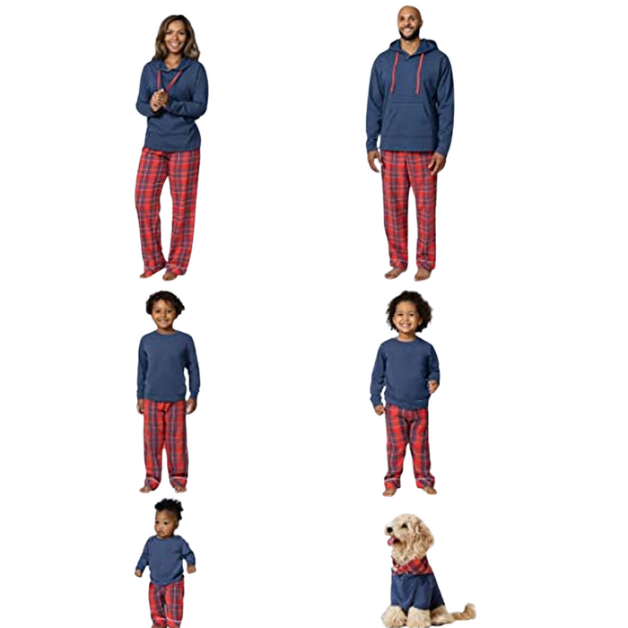 Red and Blue Plaid Patterned Family Pajama Sets