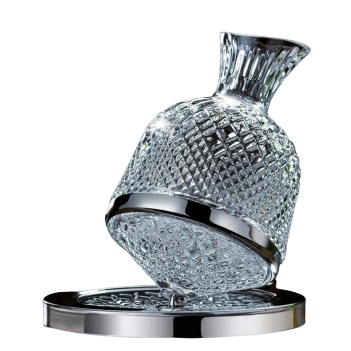 Crystal Beverage Decanter With 360° Rotating Tray