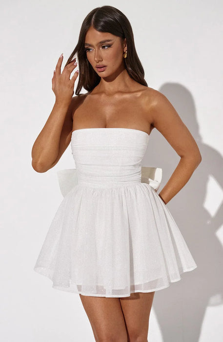 Strapless Corset Mini Dress With Flared Skirt