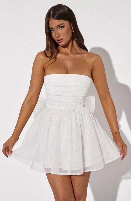 Strapless Corset Mini Dress With Flared Skirt