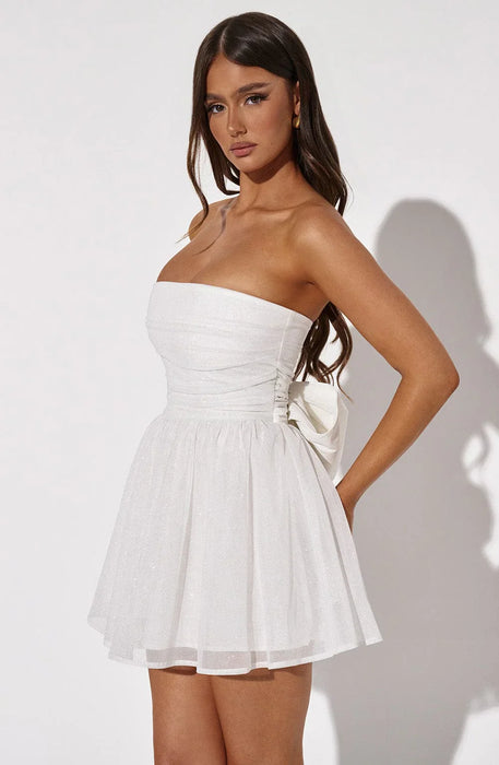 Strapless Corset Mini Dress With Flared Skirt