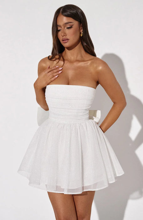 Strapless Corset Mini Dress With Flared Skirt