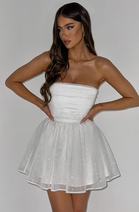 Strapless Corset Mini Dress With Flared Skirt