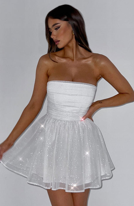 Strapless Corset Mini Dress With Flared Skirt