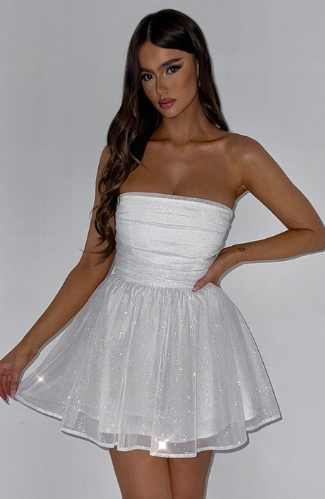 Strapless Corset Mini Dress With Flared Skirt