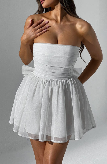 Strapless Corset Mini Dress With Flared Skirt