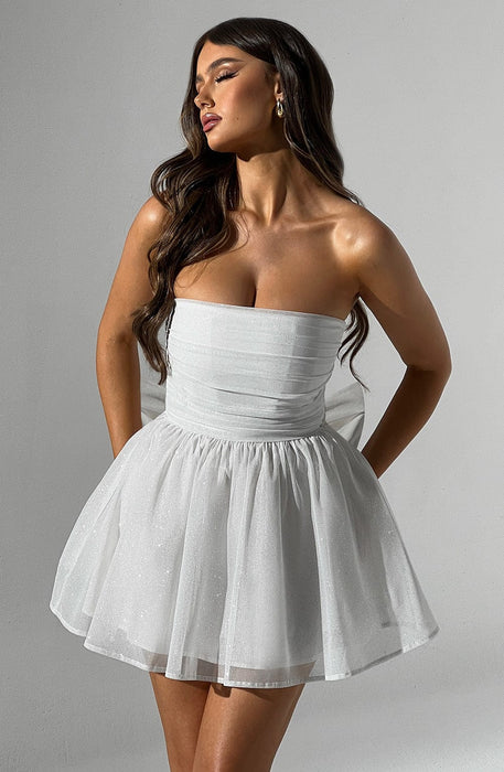 Strapless Corset Mini Dress With Flared Skirt