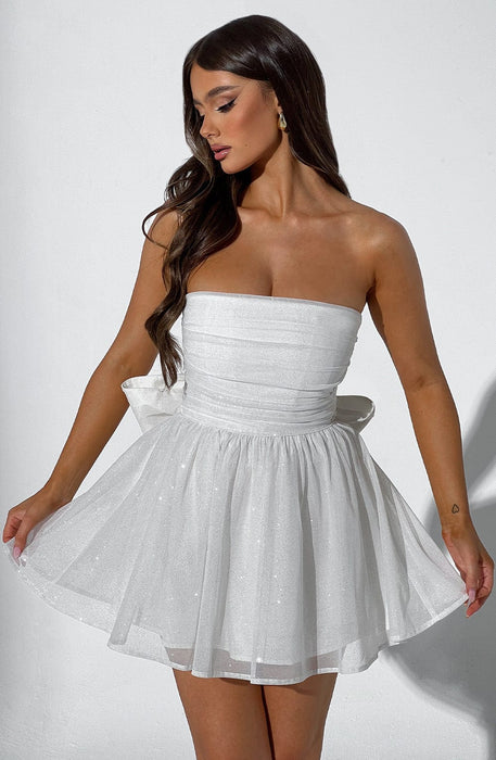 Strapless Corset Mini Dress With Flared Skirt