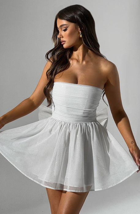 Strapless Corset Mini Dress With Flared Skirt