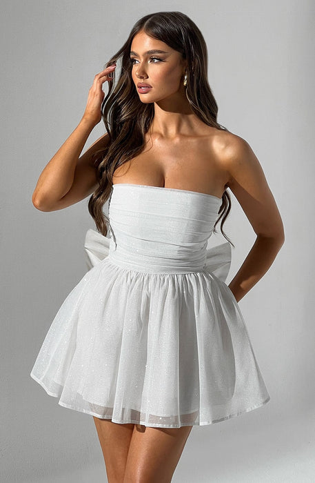 Strapless Corset Mini Dress With Flared Skirt