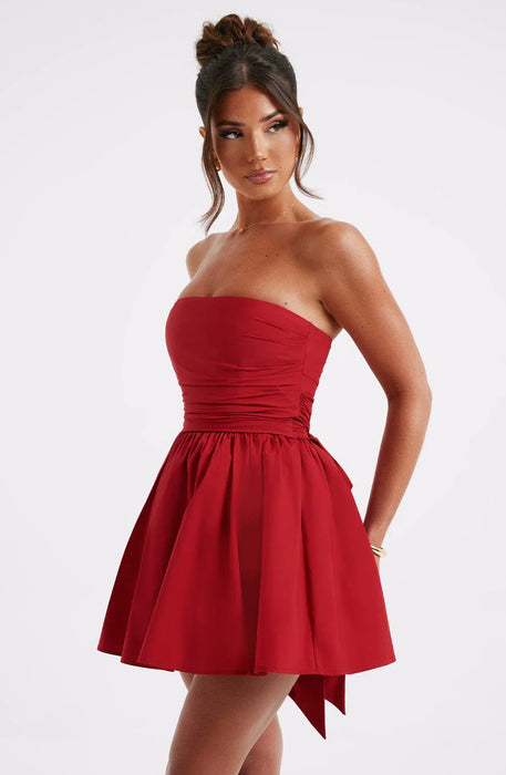 Strapless Corset Mini Dress With Flared Skirt