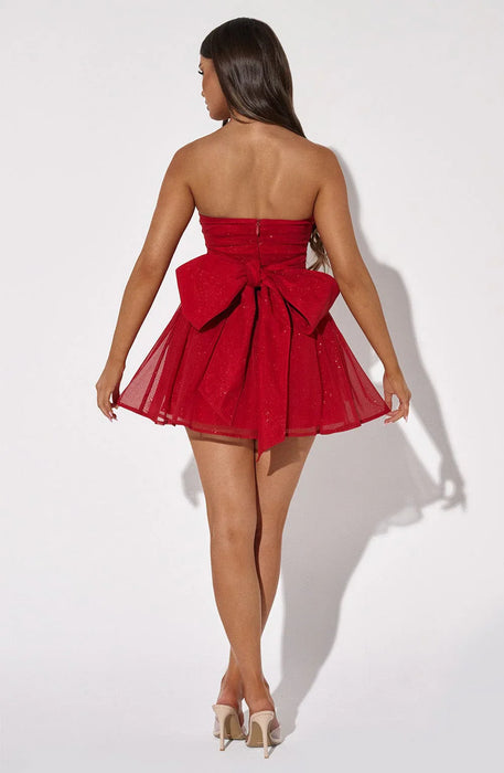 Strapless Corset Mini Dress With Flared Skirt