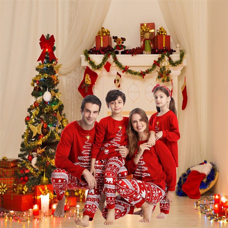 Family Christmas Pajama Set with Vibrant Lights