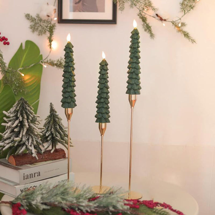 Flameless Pine Tree Candles Set With Remote Control