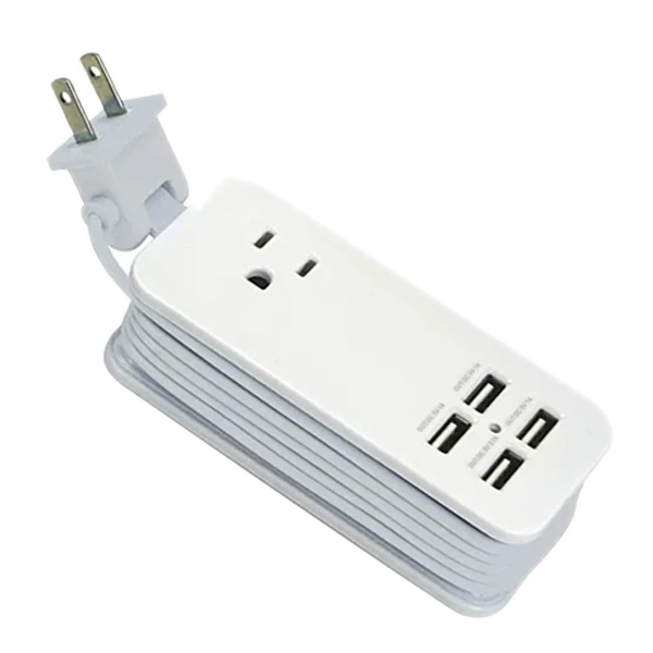 Portable Charging Station with 4 USB ports - Universal Power Socket & 1.5m Long Cord - Best for Travelling