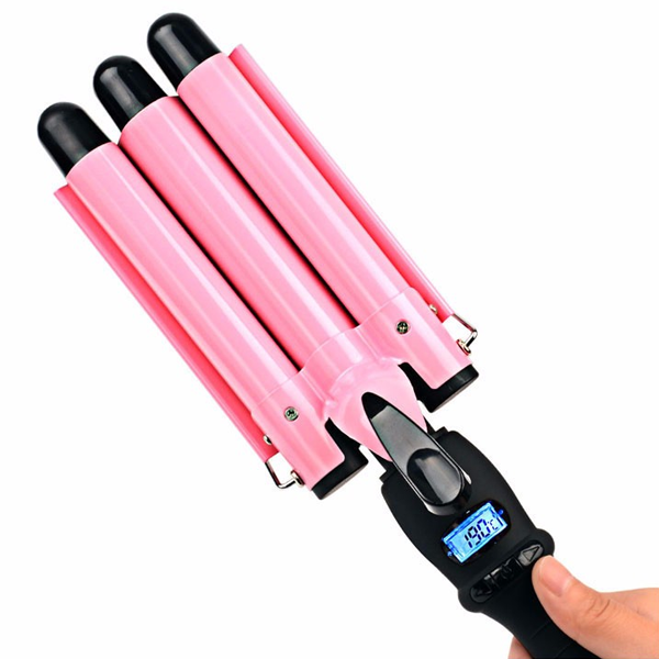 LCD Display Ceramic Triple Barrel Curling Iron