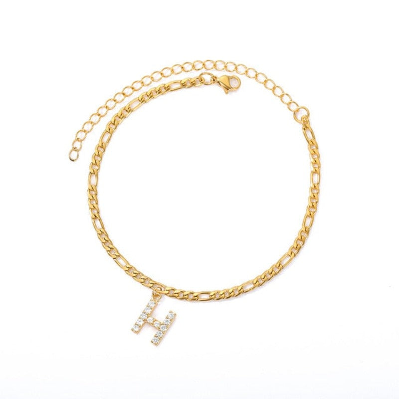 Initial Letter Anklets for Women